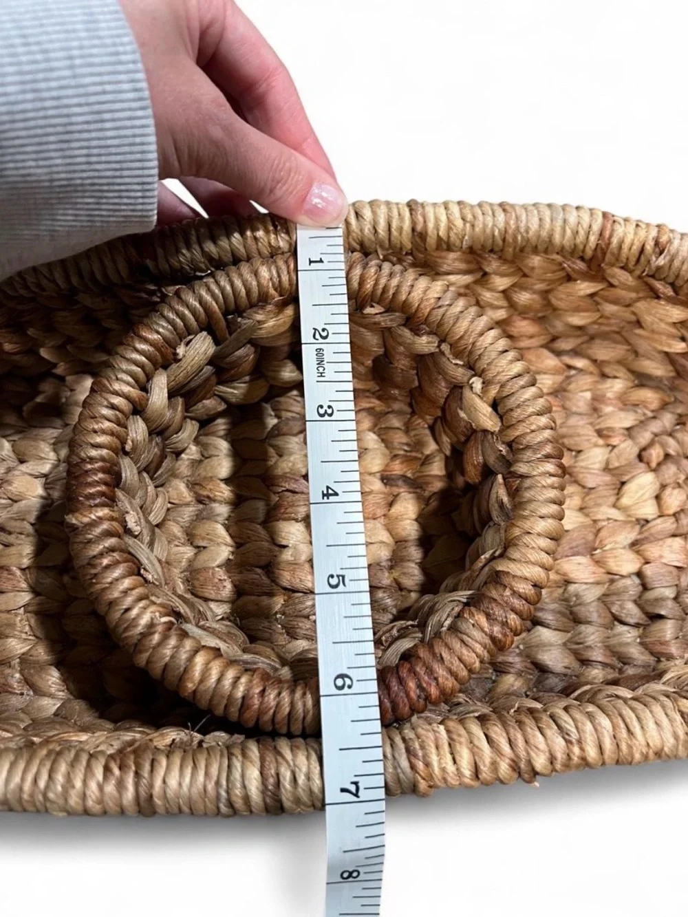 Handwoven Seagrass or Hyacinth Oval Basket NonRemovable Round Inner Basket